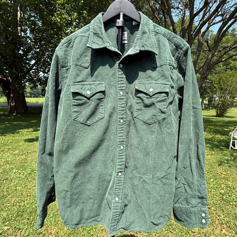 Levi's Dark Green Corduroy Button-Down Shirt